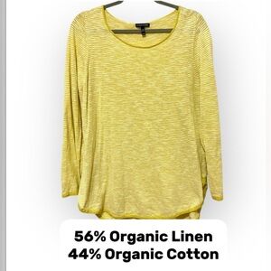 Eileen Fisher Organic Linen and Organic Cotton blend striped pullover yellow M